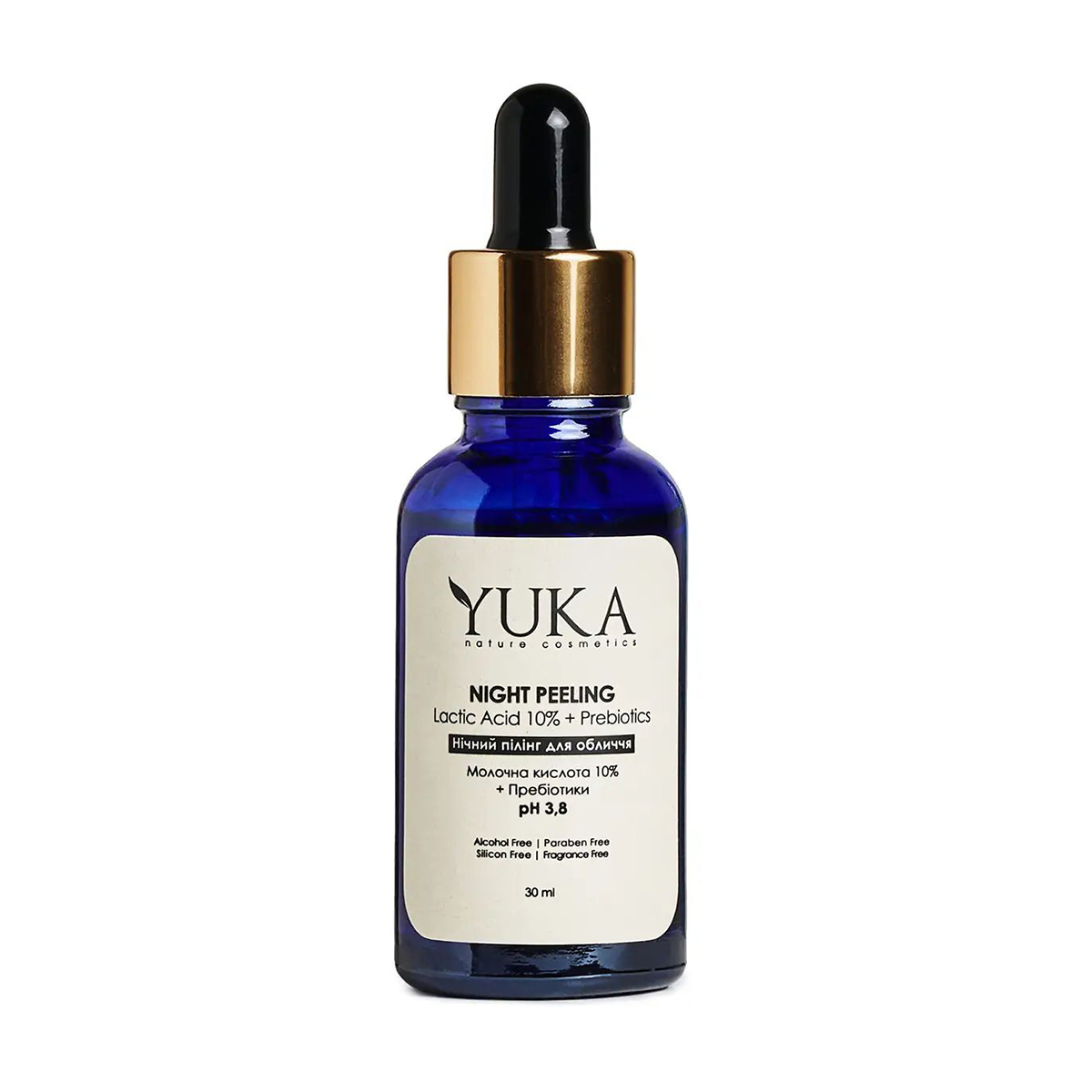 Уцінка! Нічний пілінг для обличчя Yuka Night Peeling з молочною кислотою 10 % та пребіотиками, 30 мл